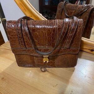 Brown crocodile purse and belt